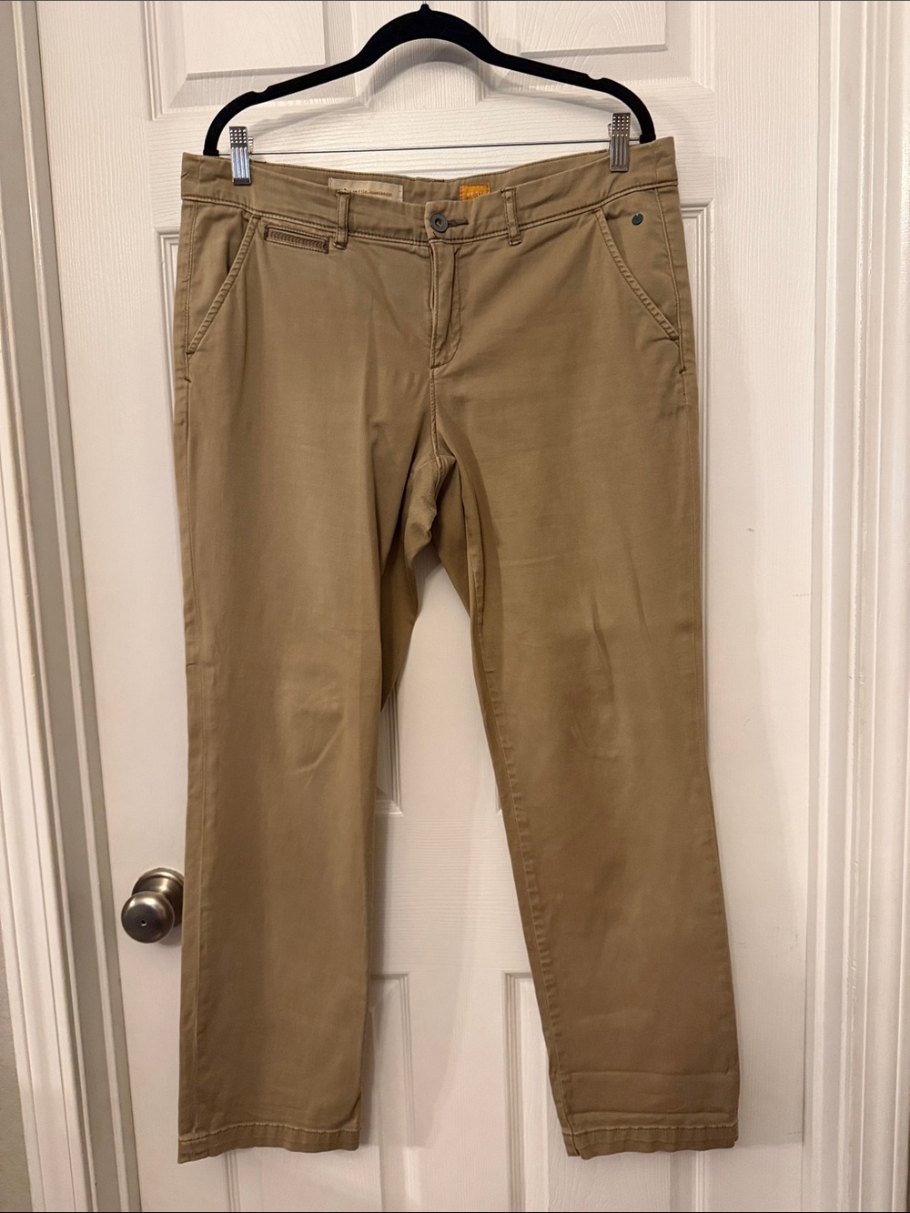 Anthropologie Khaki Straight-Leg Trousers, Size 31
